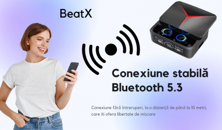 Casti wireless BeatX , buds , fara fir , audio , functie de baterie externa, IPX6 rezistente la apa si transpiratie , functie Noise Cancelling, TWS , autonomie 8 ore , carcasa cu inchidere magnetica , [2]
