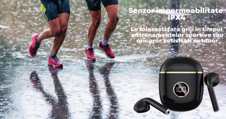 Căști Wireless In-Ear, Audio fara fir , Tehnologie Anulare Zgomot Exterior, HiFi Sound, Rezistente la Apă IPX-4, Gaming și Sport , Bluetooth 5.0, Autonomie 120 Ore [4]