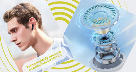 Căști Wireless In-Ear, Audio fara fir , Tehnologie Anulare Zgomot Exterior, HiFi Sound, Rezistente la Apă IPX-4, Gaming și Sport , Bluetooth 5.0, Autonomie 120 Ore [2]