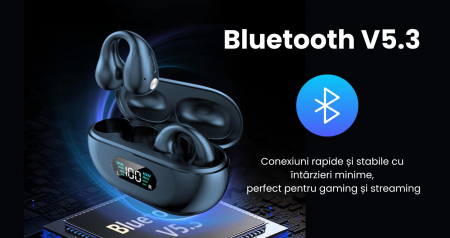 Casti wireless on ear  AirFit , fara fir , audio , Bluetooth 5.3, HiFi Sunet premium , Functie anulare zgomot exterior, Control tactil , rezistente la apa , autonomie 10 ore , compatibilitate universa [7]