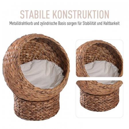 Cosulet pentru pisici impletit din frunze de bananier , L 42 x L 33 x H 52 cm , natur [6]