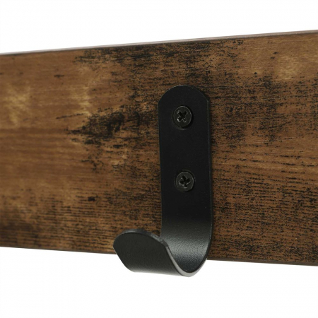 Cuier pentru haine cu banca , inaltime 175 cm, stil industrial , Nuc/Negru [5]