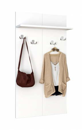 Cuier suspendat pe perete cu 4 carlige , PAL , 110 x 60 x 5 cm  , alb [1]