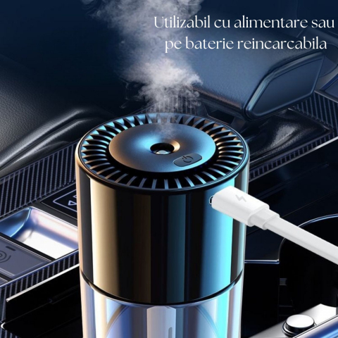 Difuzor smart aromaterapie cu proiector stele, alimentare USB sau baterie reîncărcabilă, neutralizare mirosuri, functie de oprire automata, pentru masina sau casa , 3 intervale de pulverizare , contro [5]