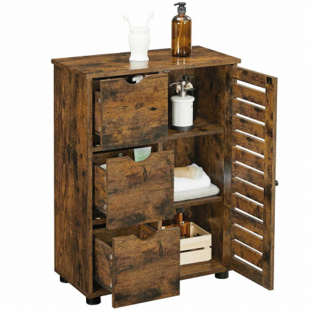 Dulap de depozitare cu 3 sertare si 3 rafturi  , PAL , 60x30x80 cm , maro vintage [7]