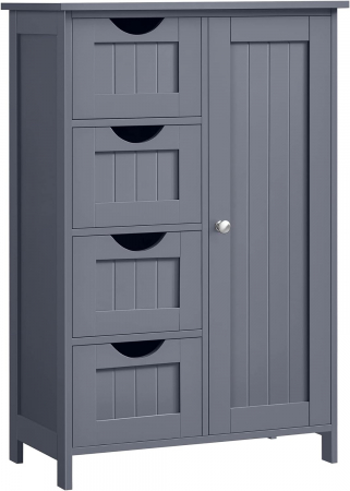 Dulap de depozitare din MDF cu rafturi reglabile , 4 sertare , 30 x 55 x 82 cm , gri [1]