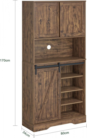 Dulap de depozitare inalt cu usi culisante , MDF , L 80 × D 34 × H 170cm , maro [6]