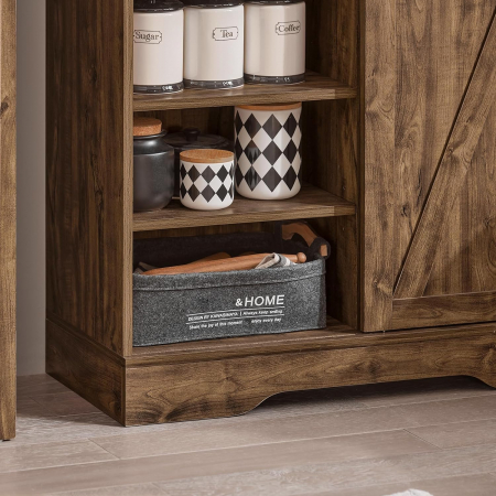 Dulap de depozitare inalt cu usi culisante , MDF , L 80 × D 34 × H 170cm , maro [8]