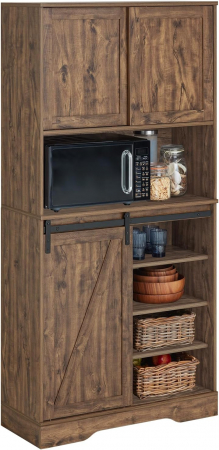 Dulap de depozitare inalt cu usi culisante , MDF , L 80 × D 34 × H 170cm , maro [5]