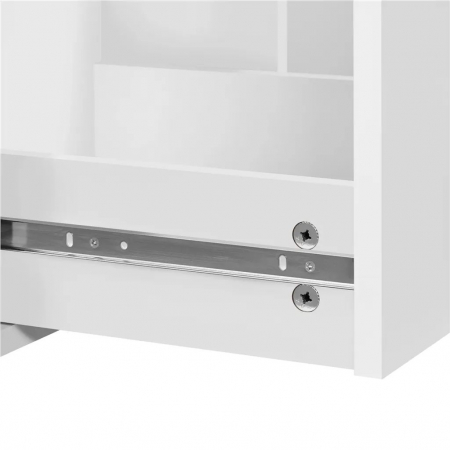 Dulap de depozitare pentru birou cu incuietoare tip rollbox , portabil , 3 sertare , 2 rafturi , rezistent la apa si zgarieturi , 80 cm × 40 cm× 65,5 cm,  Mdf , alb [6]