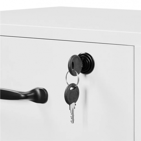 Dulap de depozitare pentru birou cu incuietoare tip rollbox , portabil , 3 sertare , 2 rafturi , rezistent la apa si zgarieturi , 80 cm × 40 cm× 65,5 cm,  Mdf , alb [9]