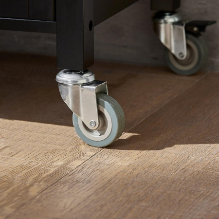 Dulap de depozitare portabil pentru bucatarie din lemn de pin , tip insula , cu blat din inox , L 60 x A 45 x H 92cm , negru /inox [8]