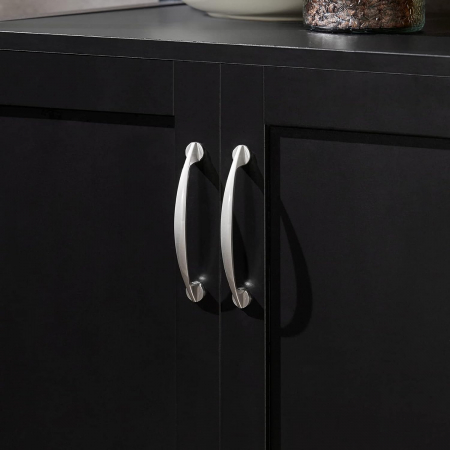 Dulap de depozitare portabil pentru bucatarie din lemn de pin , tip insula , cu blat din inox , L 60 x A 45 x H 92cm , negru /inox [6]