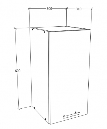 Dulap de depozitare suspendat , cu polita interioara , PAL , 60 x 30 x 30 cm , alb [1]