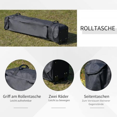 Foisor pliabil si portabil , cu plase de protectie si geanta de transport cu roti , 3,64 x 3,64 x 2,94 m , negru/maro [6]