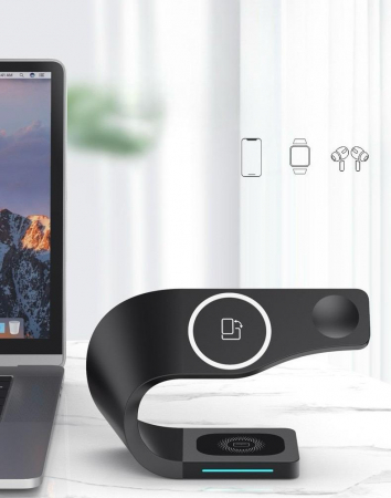 Incarcator wireless 4 in 1 PowerHub, Statie de incarcare Fast Charge 15W , Incarcare rapida  a telefonului , smartwatchului  si al castilor wireless ,Incarca toate modelele de telefoane care au functi [10]