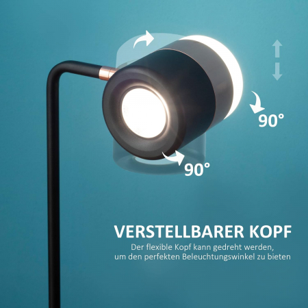 Lampa de masa LED , reglabila 90 de grade , stil industrial , 27 x 24 x 51 cm , metal , negru + auriu [3]