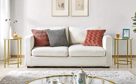 Masa de cafea pentru living , cadru metalic auriu, blat sticla securizata , 41 cm diametru , 61 cm inaltime , metal ,auriu [2]