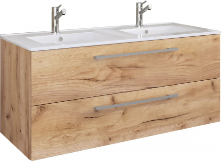 Mobilier Baie - Masca pentru chiuveta dubla , suspendata , H. 51 x L. 112 x D. 46 cm , MDF , sonoma