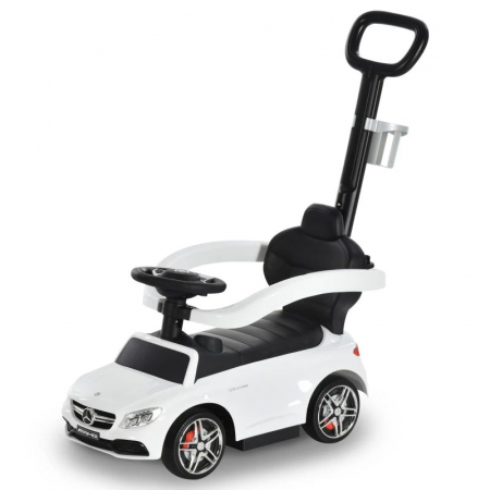 Masina Mercedes AMG C63 pentru copii cu maner , spatiu de depozitare si protectii laterale detasabile , potrivit pentru copii intre 12-36 luni , alb [5]