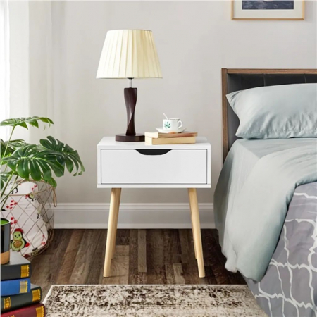Masuta multifunctionala pentru living , MDF , picioare lemn de pin, 48,5 x 41 x 57,5 cm, alb [2]