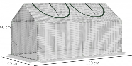 Mini sera pentru plante , 2 ferestre , cadru metalic , 119x60x60cm ,polietilena , alb [4]