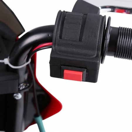 Motocicleta electrica cu suspensie dubla , faruri led si stopuri luminate , roti antialunecare , roti ajutatoare suplimentare pentru incepatori , slot card , mp3 si usb , rosu [4]