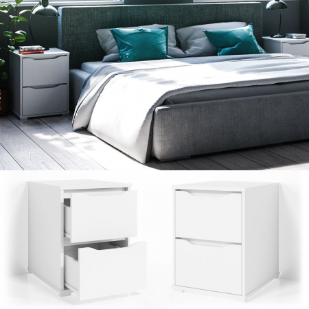 Mobilier - Noptiera 2 sertare Ruben, Mdf, 40,2 x 53,6 x 48, Alb