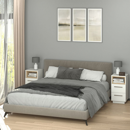 Mobilier - Noptiera Beatrice , MDF , 68x36x36 , Alb /Sonoma
