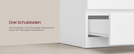 Noptiera cu LED incorporat cu 25 de culori disponibile , 6 niveluri de intensitate , 3 sertare , PAL , 35 x 40 x 55 cm , alb [5]