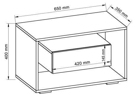 Noptiera cu sertar , MDF , H. 40 x L. 65 x D. 35 cm , alb / sonoma [2]