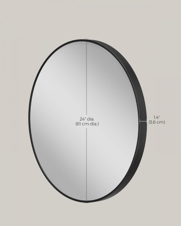 Oglinda rotunda pentru perete cu rama metalica , diametru 61 cm , negru [5]