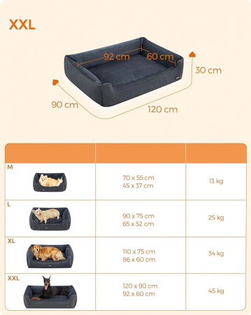 Pat pentru animale de companie tip canapea dimensiune L  , functie anti alunecare, interior plus pufos , husa detasabila si lavabila , 120 x 90 x 30 cm , antracit [3]