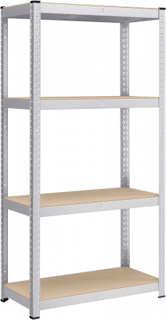 Raft 4 polite pentru depozitare , asamblare fara suruburi , capacitate de încărcare 520 kg, 40 x 80 x 160 cm, argintiu , gri [4]