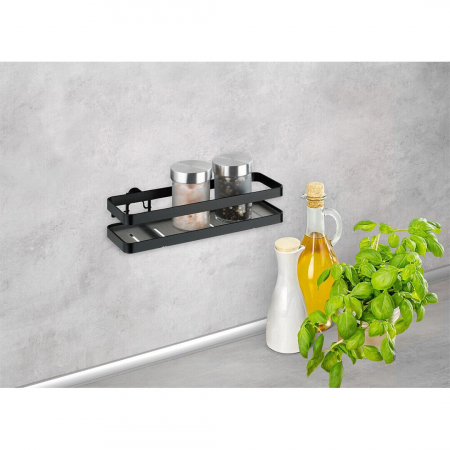 Accesorii bucatarie - Raft de bucatarie pentru condimente Wenko, Gala, 22 x 7 cm, negru