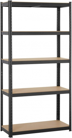 Raft de depozitare industrial cu 5 polite reglabile , sustine pana la 175 kg per polita , asamblare fara suruburi , 153 x 75 x 30 cm , negru [2]