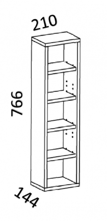 Raft de depozitare tip soldat cu 4 polite reglabile din sticla securizata , MDF , H. 77 x B. 21 x T. 14 cm, beton [2]