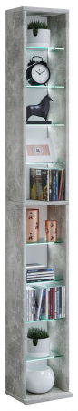 Raft de depozitare tip soldat cu 8 polite reglabile din sticla securizata , MDF , 152 x 21 x 20 cm , gri [1]