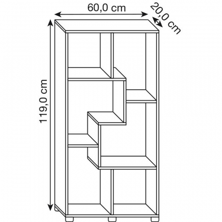 Raft despartitor de camera tip biblioteca , MDF , H.  H 119 x W 60 x 20 cm , alb [4]