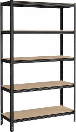 Raft metalic pentru depozitare cu 5 polite reglabile  , 60 x 120 x 200 cm (L x l x H), sustine pana la 875 kg , metal , negru [4]