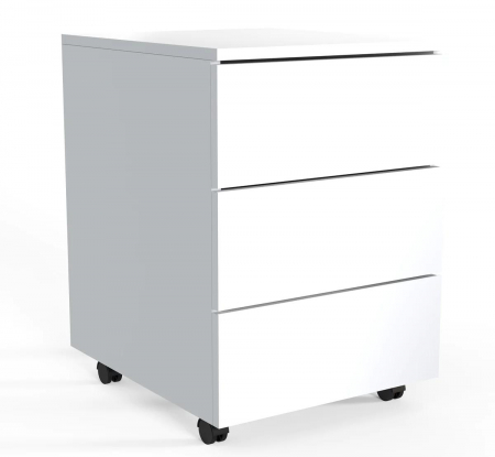 Rollbox pentru birou cu 3 sertare , portabil , H. 55 x L. 39 x D. 45 cm , alb [3]