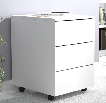 Rollbox pentru birou cu 3 sertare , portabil , H. 55 x L. 39 x D. 45 cm , alb [0]