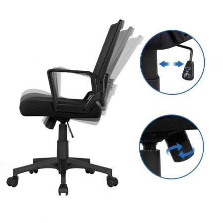 Scaun de birou ergonomic, inaltime reglabila , suport lombar , spatar reglabil din plasa , 60 x 62  x 102 cm , gri inchis [4]