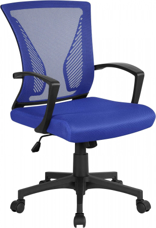 Scaun de birou ergonomic , pivotant, reglabil, cu scaun si suport pentru spate extra mare, pana la 136 kg , plasa ,albastru [6]
