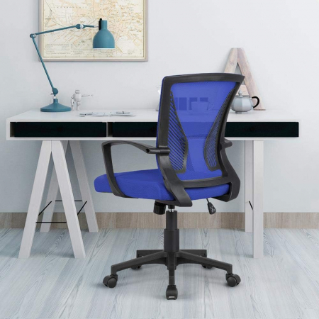 Mobilier camera copii - Scaun de birou ergonomic , pivotant, reglabil, cu scaun si suport pentru spate extra mare, pana la 136 kg , plasa ,albastru