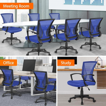 Scaun de birou ergonomic , pivotant, reglabil, cu scaun si suport pentru spate extra mare, pana la 136 kg , plasa ,albastru [7]