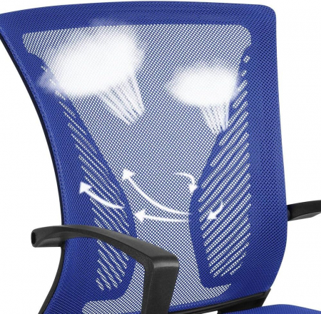 Scaun de birou ergonomic , pivotant, reglabil, cu scaun si suport pentru spate extra mare, pana la 136 kg , plasa ,albastru [5]
