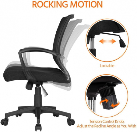 Scaun de birou ergonomic , pivotant, reglabil, cu scaun si suport pentru spate extra mare, pana la 136 kg  , plasa ,negru [4]