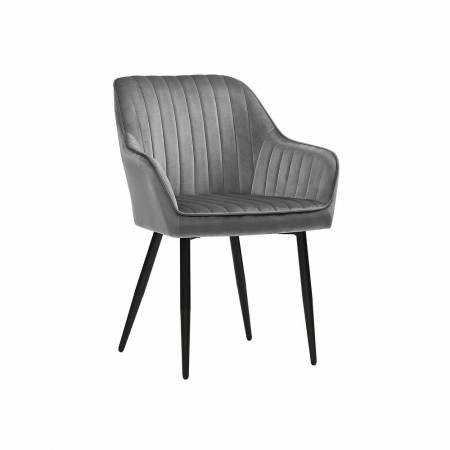 Scaun de dinning tapitat cu catifea , sezut din spuma , picioare metalice , cu cotiere , 62,5 x 60 x 85 cm , negru [4]