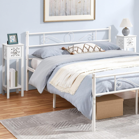 Set 2 mese de cafea/noptiere  cu decupaje florale , MDF  , 25 x 25 x 73.5 cm , alb [1]